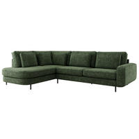 ROHOVÁ SEDAČKA CALENO L - Tmavě zelená hladký senil - Pravá Strana - černá/tmavě zelená, kov/textil (317/225cm) - MKS