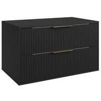 WASCHBECKENUNTERSCHRANK Rimini 2 Schubladen Schwarz Matt - 80 x 46 x 46 cm - Schwarz, Holz (80/46/46cm) - Badplaats