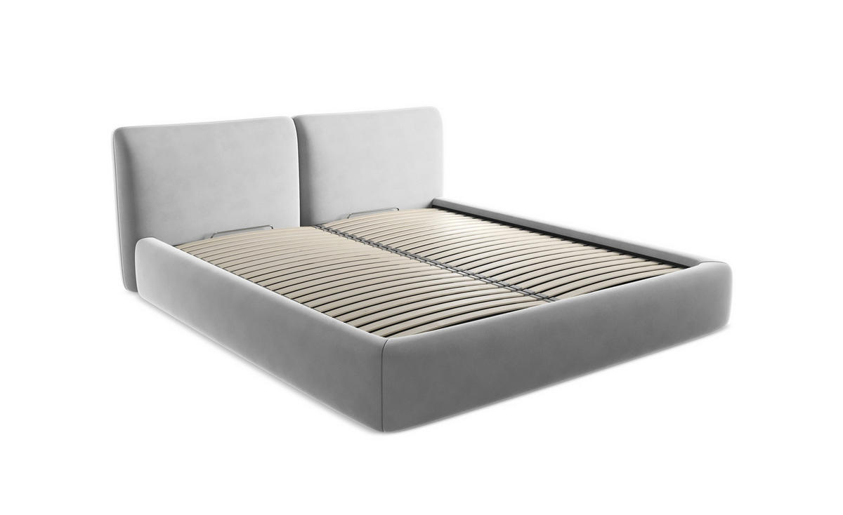 POLSTERBETT mit Bettkasten und Lattenrost 160x228 Grau - Dunkelgrau/Schwarz, Kunststoff/Textil (140/200cm) - Makamii