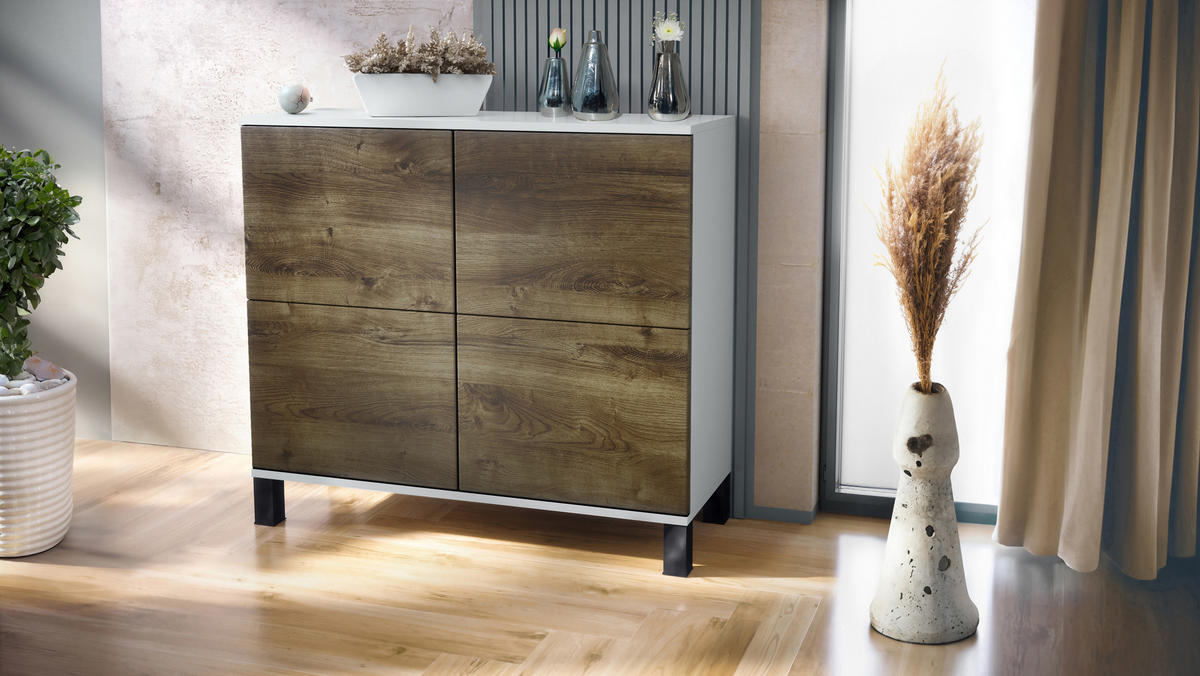 KOMMODE Rova Eiche Ribbeck - Alteiche, Holzwerkstoff (92.5/84.5/35cm) - Vladon