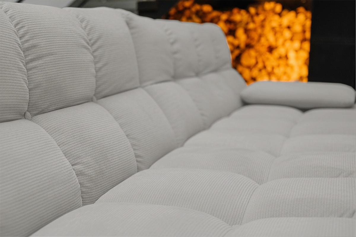 ECKSOFA VIVIEN Grau Cord - Schwarz/Grau, Kunststoff/Textil (290/178cm) - KAWOLA