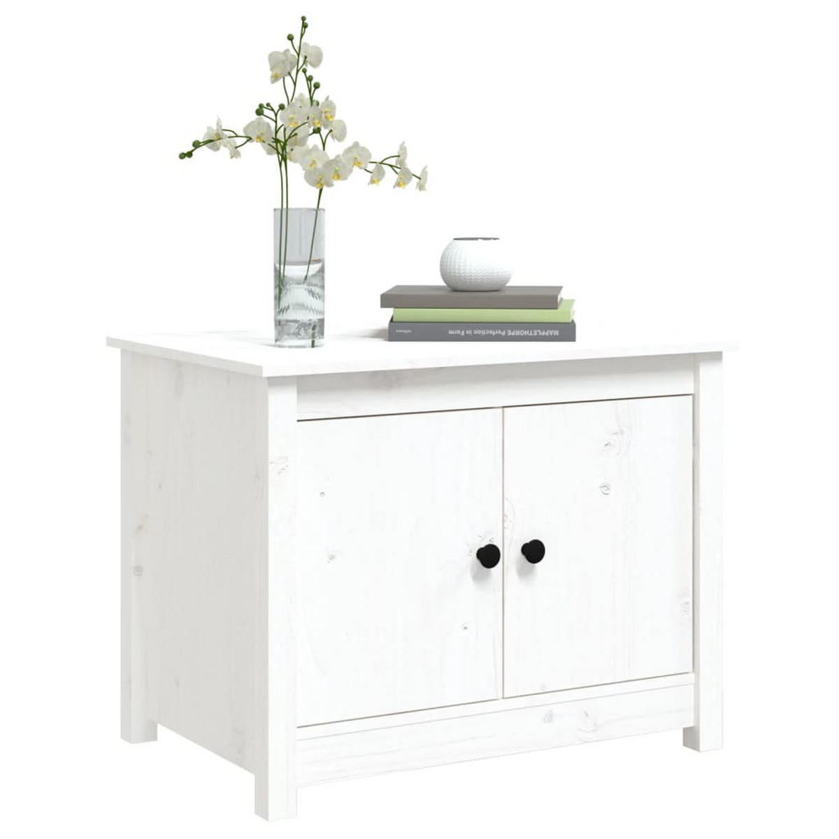 COUCHTISCH Weiß 71x49x55 cm Massivholz Kiefer - Weiß, Holz (71/49/55cm) - furnicato