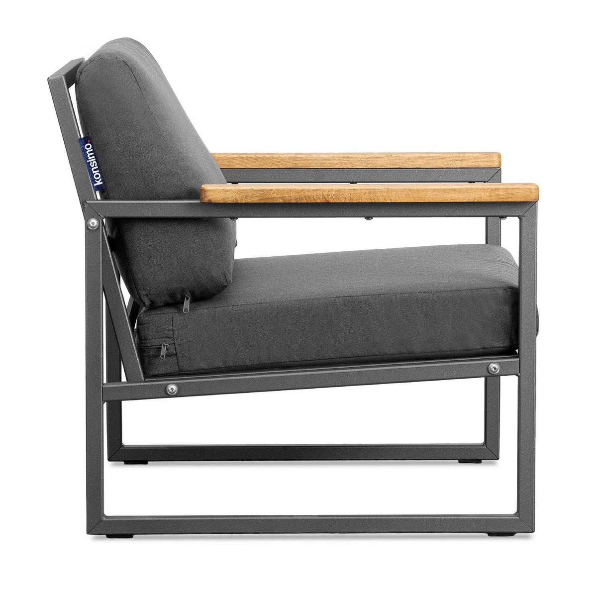 GARTENSESSEL TRIBO Anthrazit/Grau - Anthrazit/Grau, Holz/Textil (70/65/60cm) - KONSIMO®