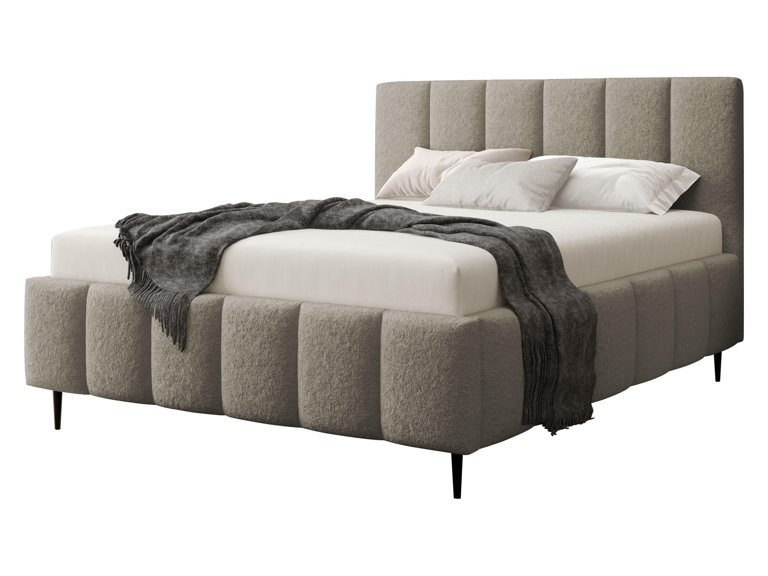 POLSTERBETT Lunaro Leg - Hellbraun/Schwarz, Holz/Textil (140/200cm) - MIRJAN24