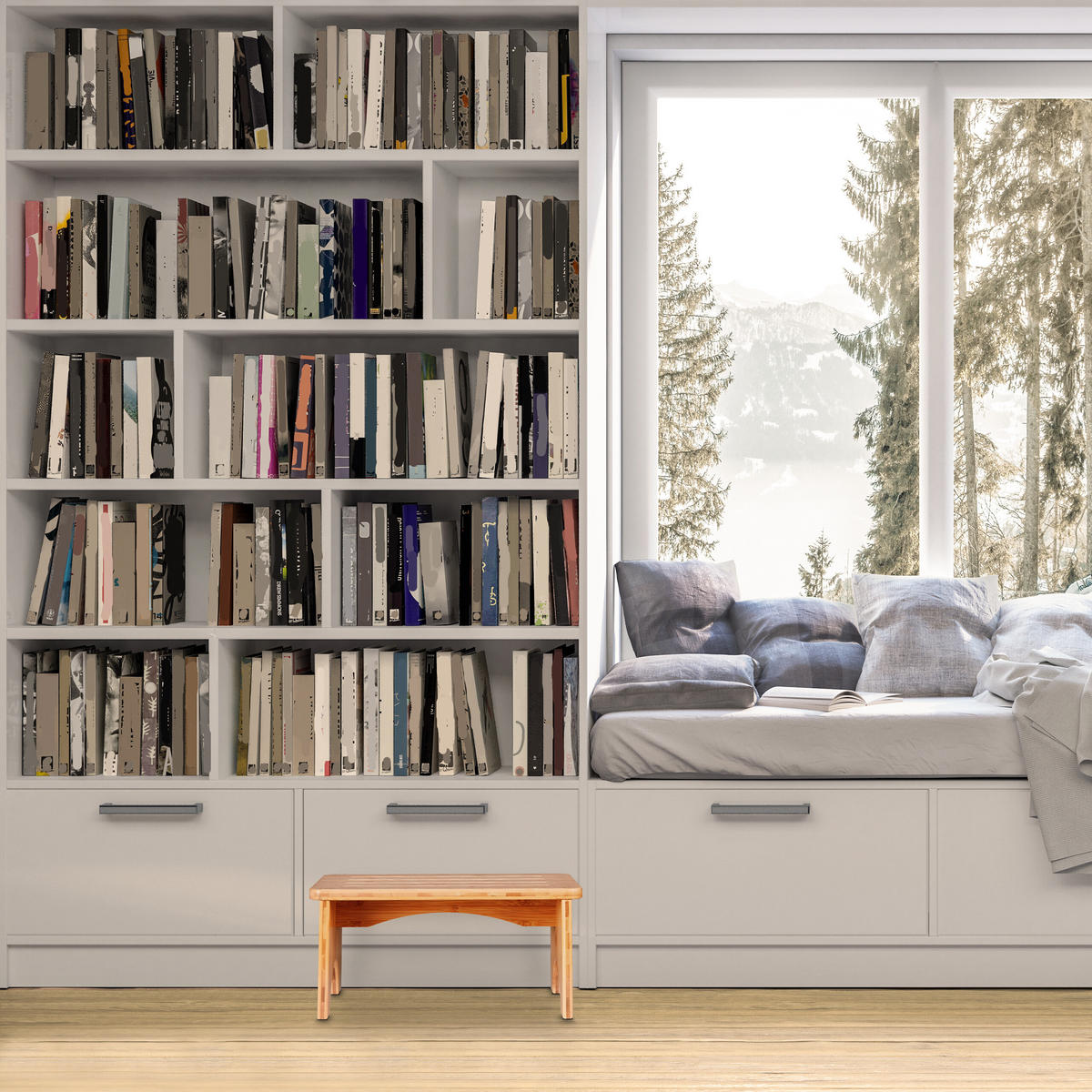 FUSSBANK - Hellbraun, Holz (39/17.5/25cm) - Relaxdays