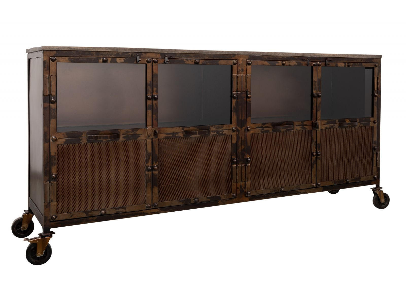 SIDEBOARD Mango 180x40x90 braun lackiert HEAVY INDUSTRY #215 - Braun, Holz (180/90/40cm) - Massivmoebel24