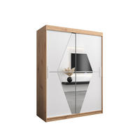 SCHWEBETÜRENSCHRANK 200/150/62 2-türig - Silberfarben/Weiß, Holz/Kunststoff (150/200/62cm) - Abiks Möbel