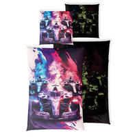 KINDERBETTWÄSCHE 135x200 cm Rennauto Autos aus 100% Baumwolle - Leuchtet um Dunkeln - Multicolor, Textil (135/200cm) - Carpe Sonno