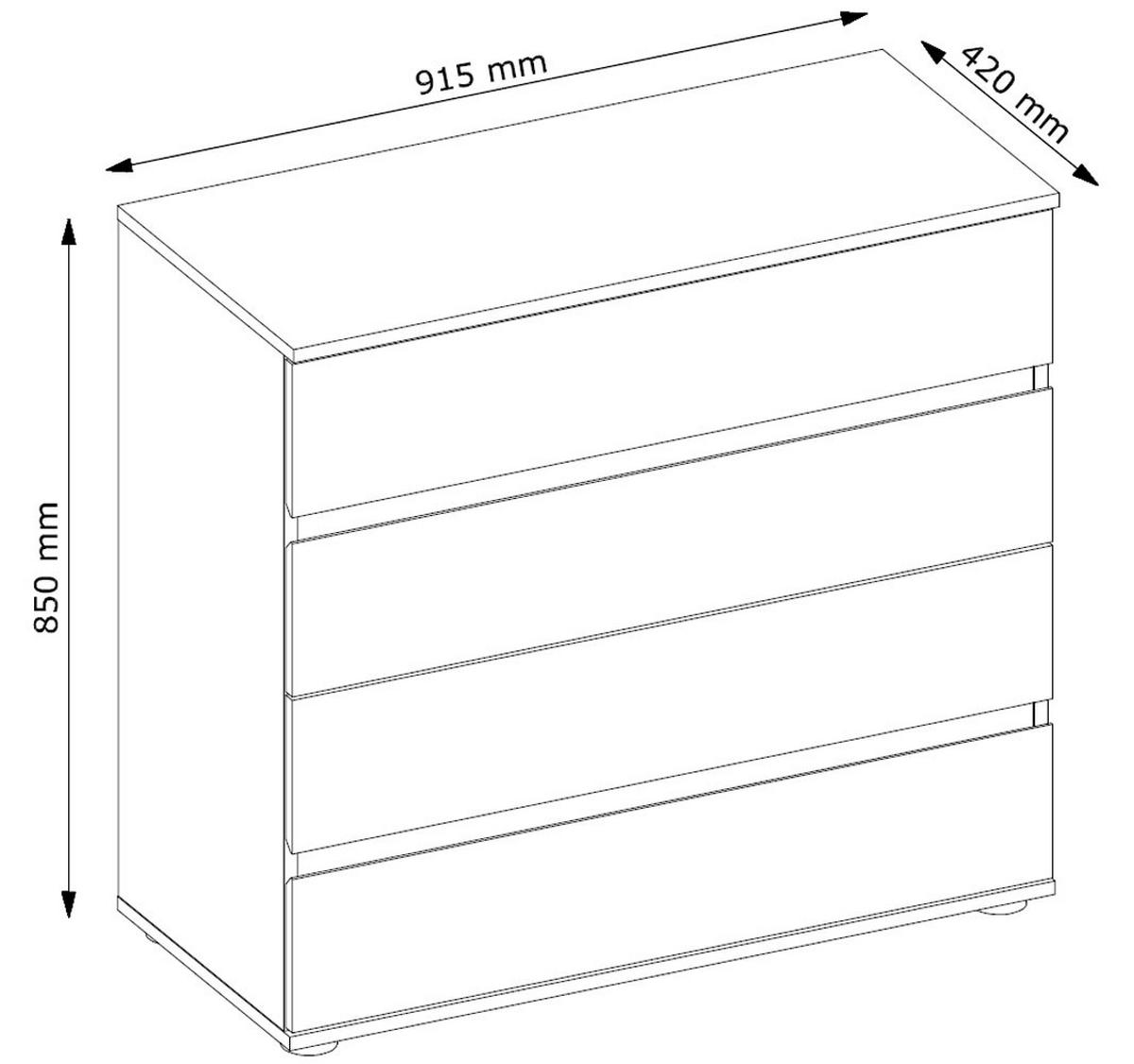 SCHUBLADENKOMMODE Fino graphit 91,5 / 42 / 85cm - Grau, Holz/Holzwerkstoff (92/85/42cm) - Feldmann-Wohnen