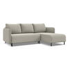 ECKSOFA mit Schlaffunktion Samt Stoff Creme - Perlmutt/Creme, Holz/Textil (236/162cm) - Makamii