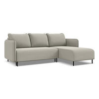 ECKSOFA mit Schlaffunktion Samt Stoff Creme - Perlmutt/Creme, Holz/Textil (236/162cm) - Makamii