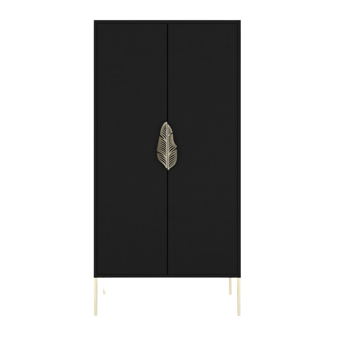 HIGHBOARD Merlin, Schwarz, Goldene Details - Goldfarben/Schwarz, Holzwerkstoff/Metall (80/160/40cm) - Skandica