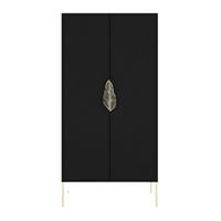 HIGHBOARD Merlin, Schwarz, Goldene Details - Goldfarben/Schwarz, Holzwerkstoff/Metall (80/160/40cm) - Skandica