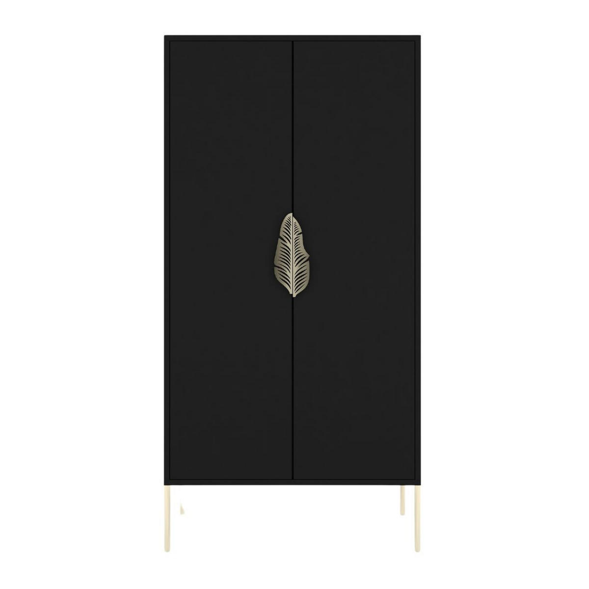 HIGHBOARD Merlin, Schwarz, Goldene Details - Goldfarben/Schwarz, Holzwerkstoff/Metall (80/160/40cm) - Skandica