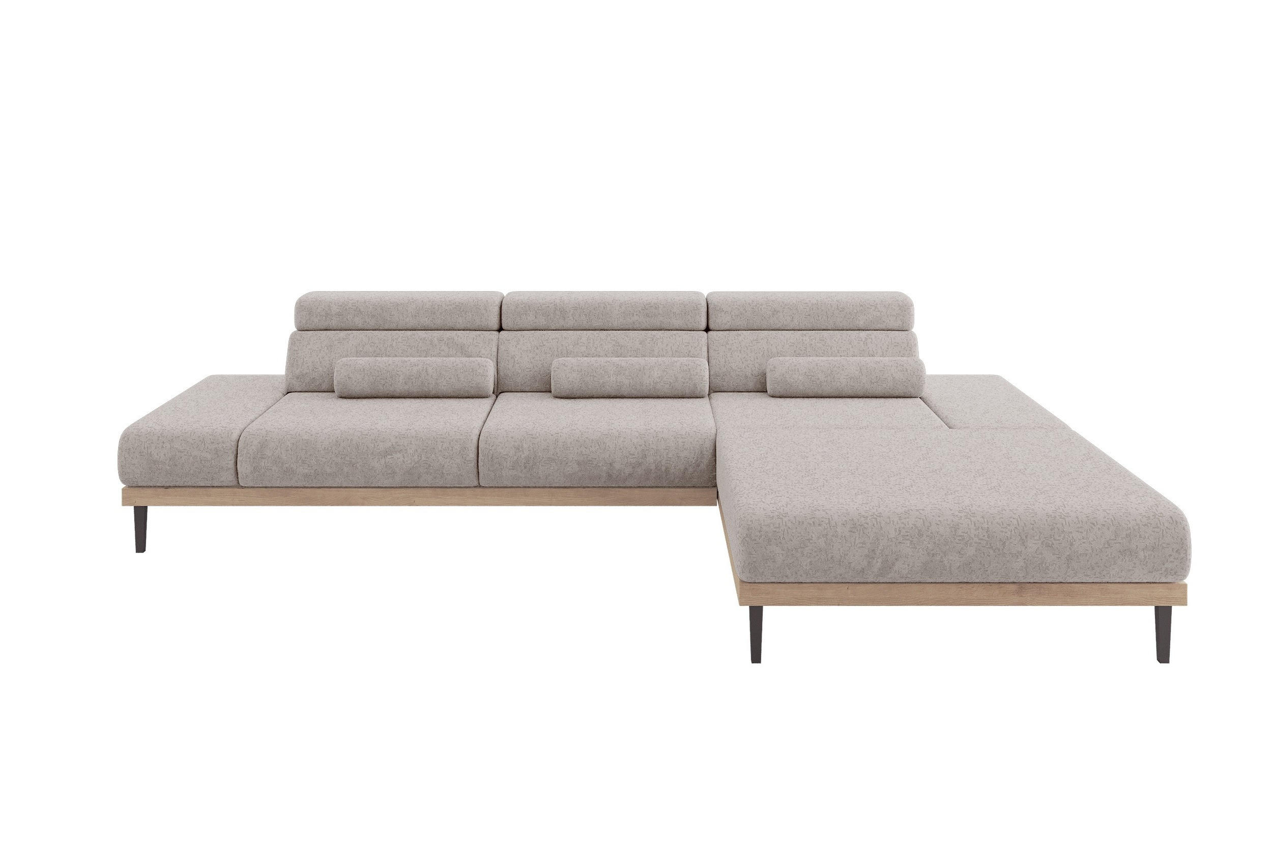 ELEKTRISCHES ECKSOFA Rechts MONA 316x205x85 Hellgrau Velours - Hellgrau, Holzwerkstoff/Textil (316/205cm) - ALTDECOR