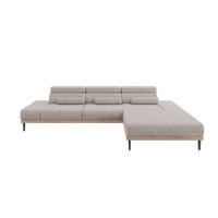 ELEKTRISCHES ECKSOFA Rechts MONA 316x205x85 Hellgrau Velours - Hellgrau, Holzwerkstoff/Textil (316/205cm) - ALTDECOR