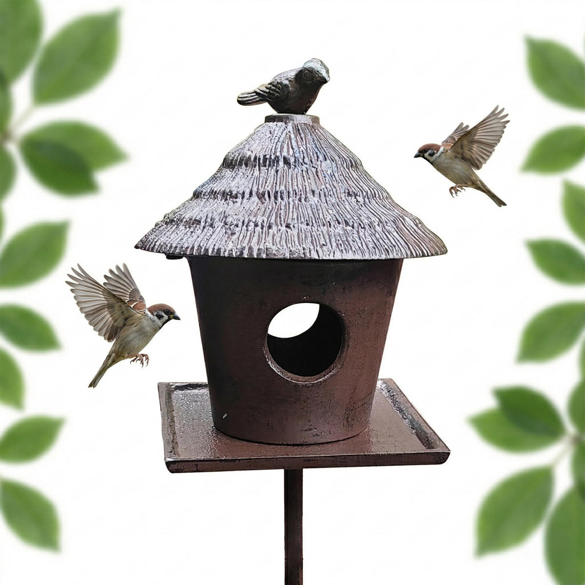 KŔMIDLO vtákov - hnedá, kov (15.5/110/15.5cm) - Relaxdays