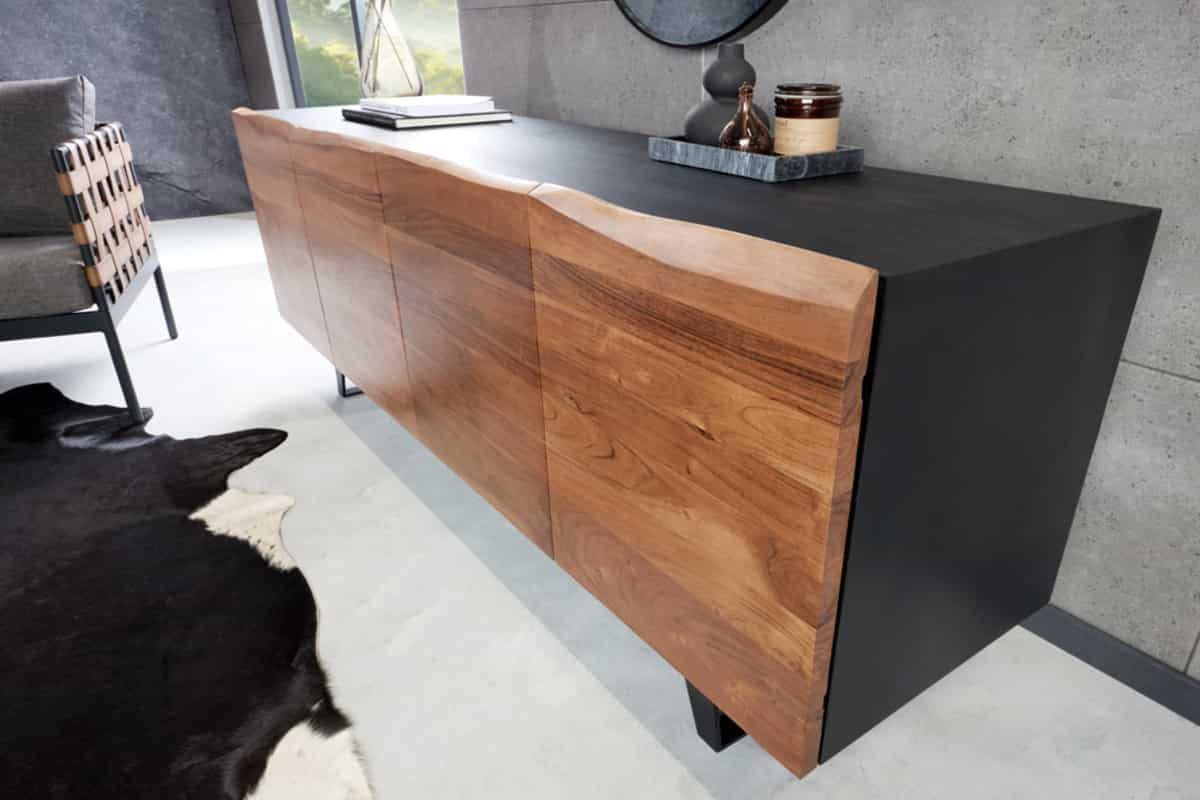SIDEBOARD ORGANIC ARTWORK Akazie 180cm - Schwarz/Braun, Holz/Metall (180/75/45cm) - riess-ambiente