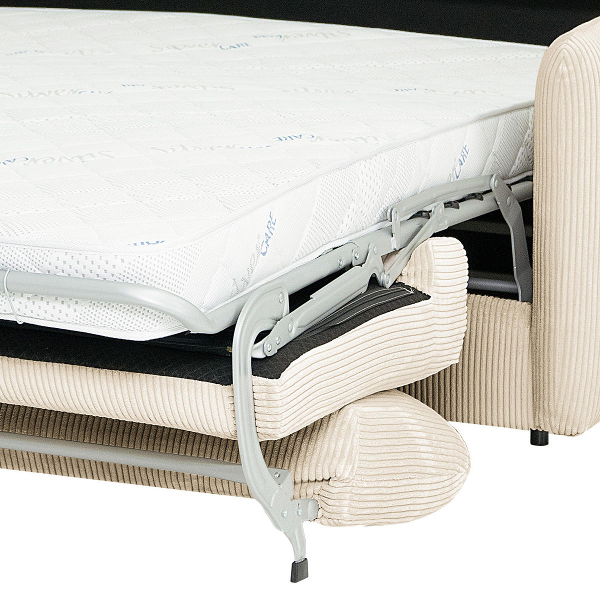 SCHLAFSOFA mit Matratze - Creme/Schwarz, Kunststoff/Textil (194/86/104cm) - home24