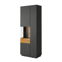 VITRINA Andrea Ugljenosivi sivi i drvo - siva, drvni materijal (80/207/40cm) - Petits-meubles