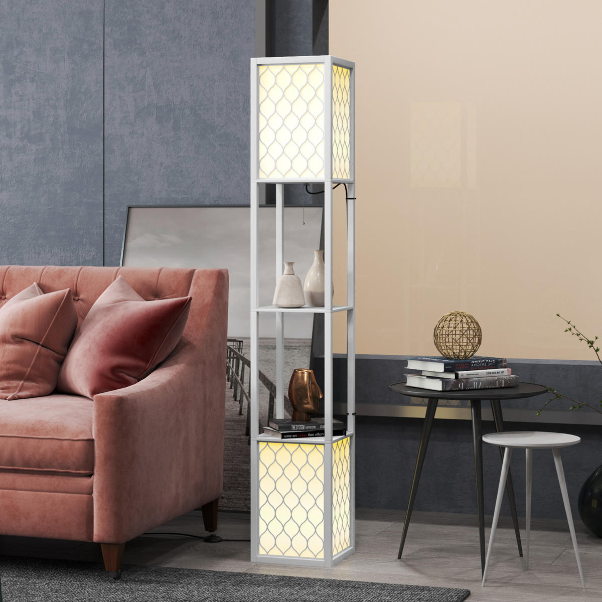 STEHLAMPE MDF Kunststoff Weiß - Weiß, Holzwerkstoff (26/26/156cm) - HOMCOM
