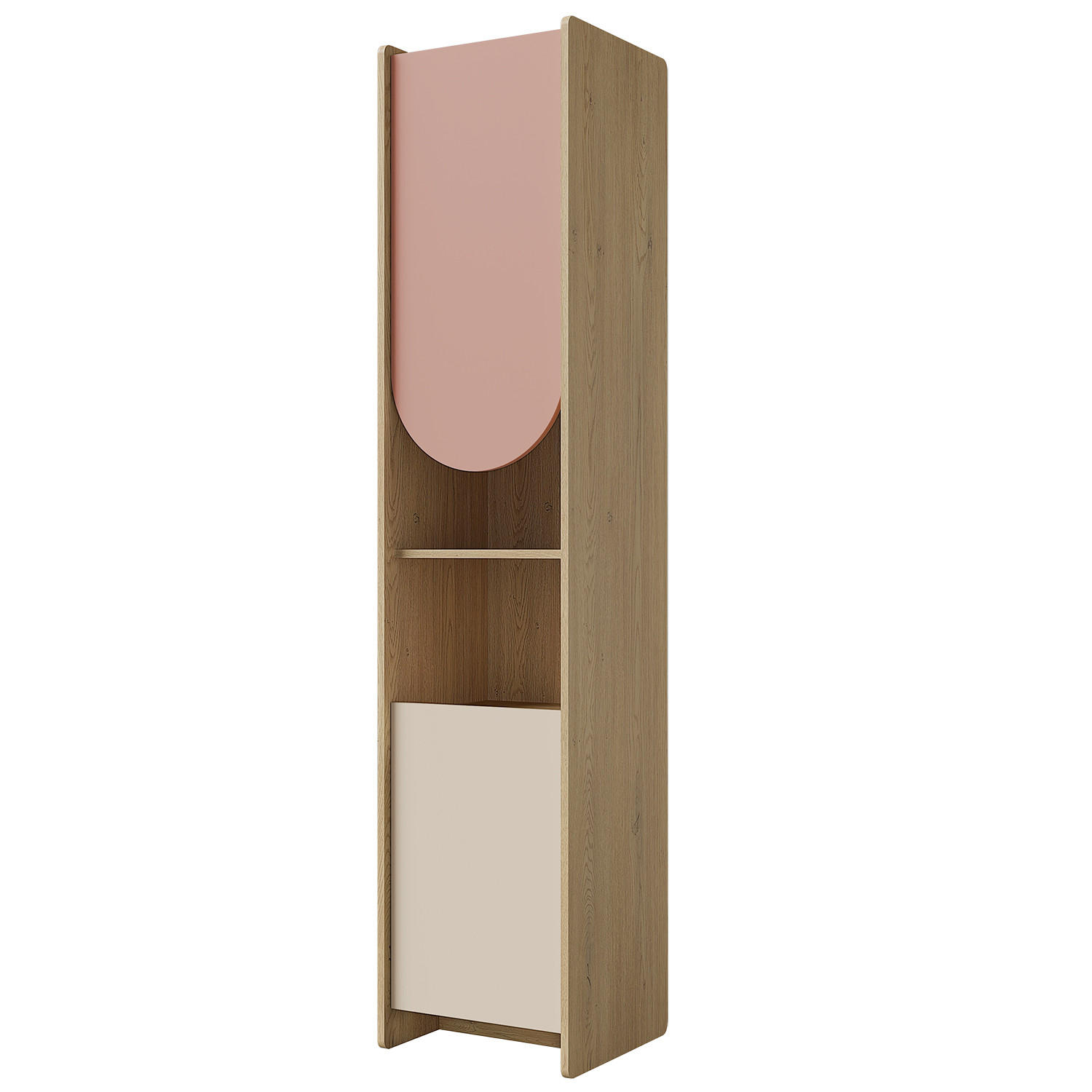 Beautysofa Bücherregal Eiche, Beige, Rosa 43x198x40 cm