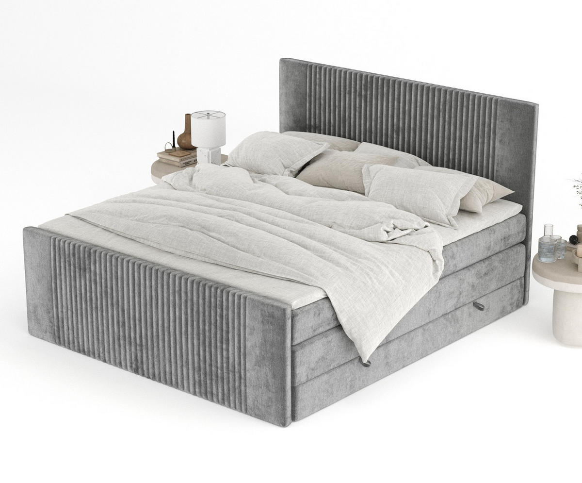 BOXSPRINGBETT Bergamo Grau 140/200 cm - Schwarz/Grau, Holz/Holzwerkstoff (140/200cm) - Maison de Reve