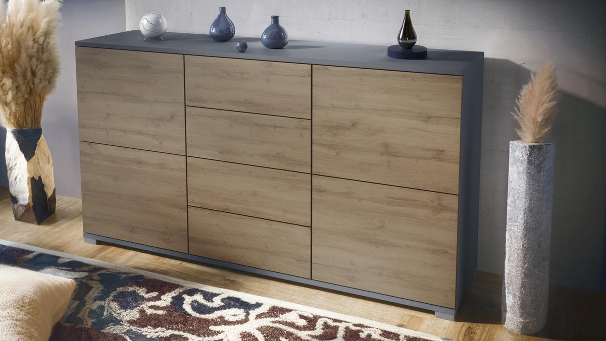 SIDEBOARD Rova Eiche Evoke - Eiche San Remo, Holzwerkstoff (138.5/75.5/35cm) - Vladon