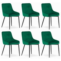 STUHL CLUSONE 6-er Set, Grün, mit Samtstoff gepolstert - Grün, Textil/Metall (49/83/58cm) - Komodee
