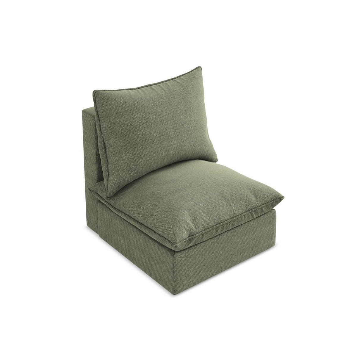 SOFAELEMENT Bouclé Stoff Grün - Schwarz/Olivgrün, Holzwerkstoff/Kunststoff (75/77/90cm) - LaMiaSofa