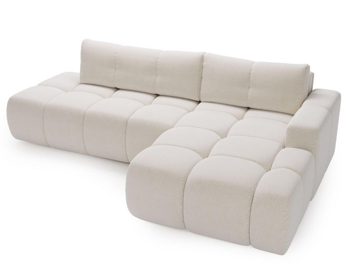 ECKSOFA Montero Bouclé-Stoff Weiß Rechts - Weiß, Holz/Textil (280/177cm) - Graingold