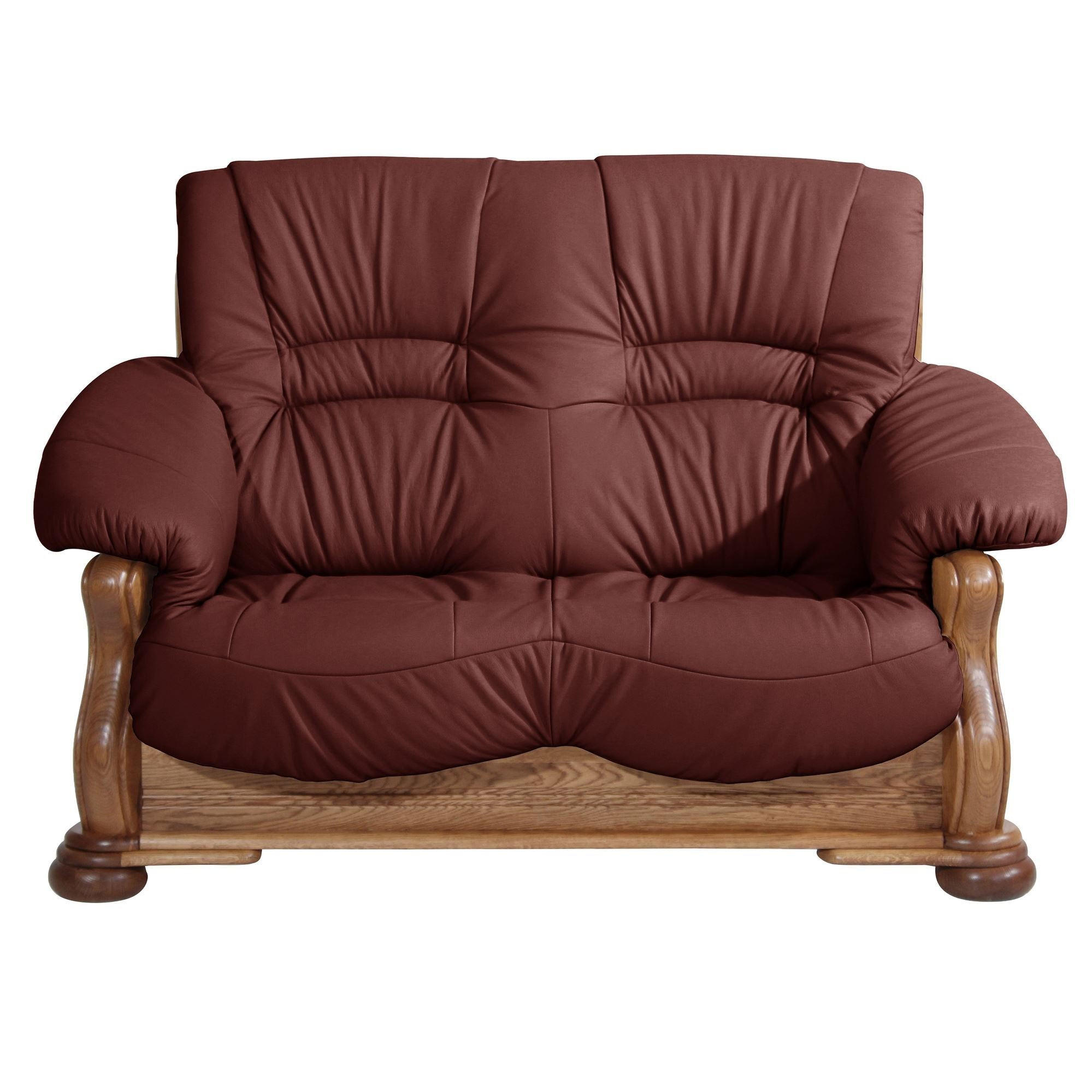 SOFA 2-Sitzer Katlin Bezug Echtleder Eiche rustikal P43 / rot - Rot, Leder (148/95/95cm) - 58aufmkessel