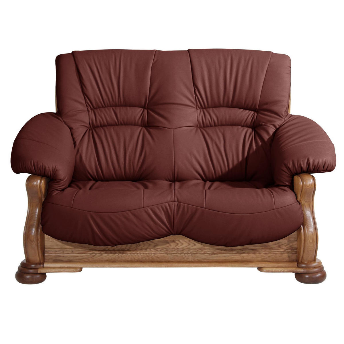 SOFA 2-Sitzer Katlin Bezug Echtleder Eiche rustikal P43 / rot - Rot, Leder (148/95/95cm) - 58aufmkessel
