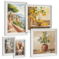 BILDER SET 5er Set - 50x50 cm & 20x30 cm & 40x60 cm Weißer Rahmen - Hütten am Bergsee Łódź - Weiß, Kunststoff (40/60cm) - TULUP