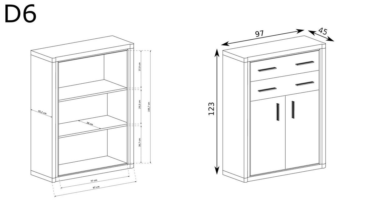 KOMMODE Dallas D-6 Eiche Sonoma - Sonoma Eiche, Holzwerkstoff (97/123/45cm)