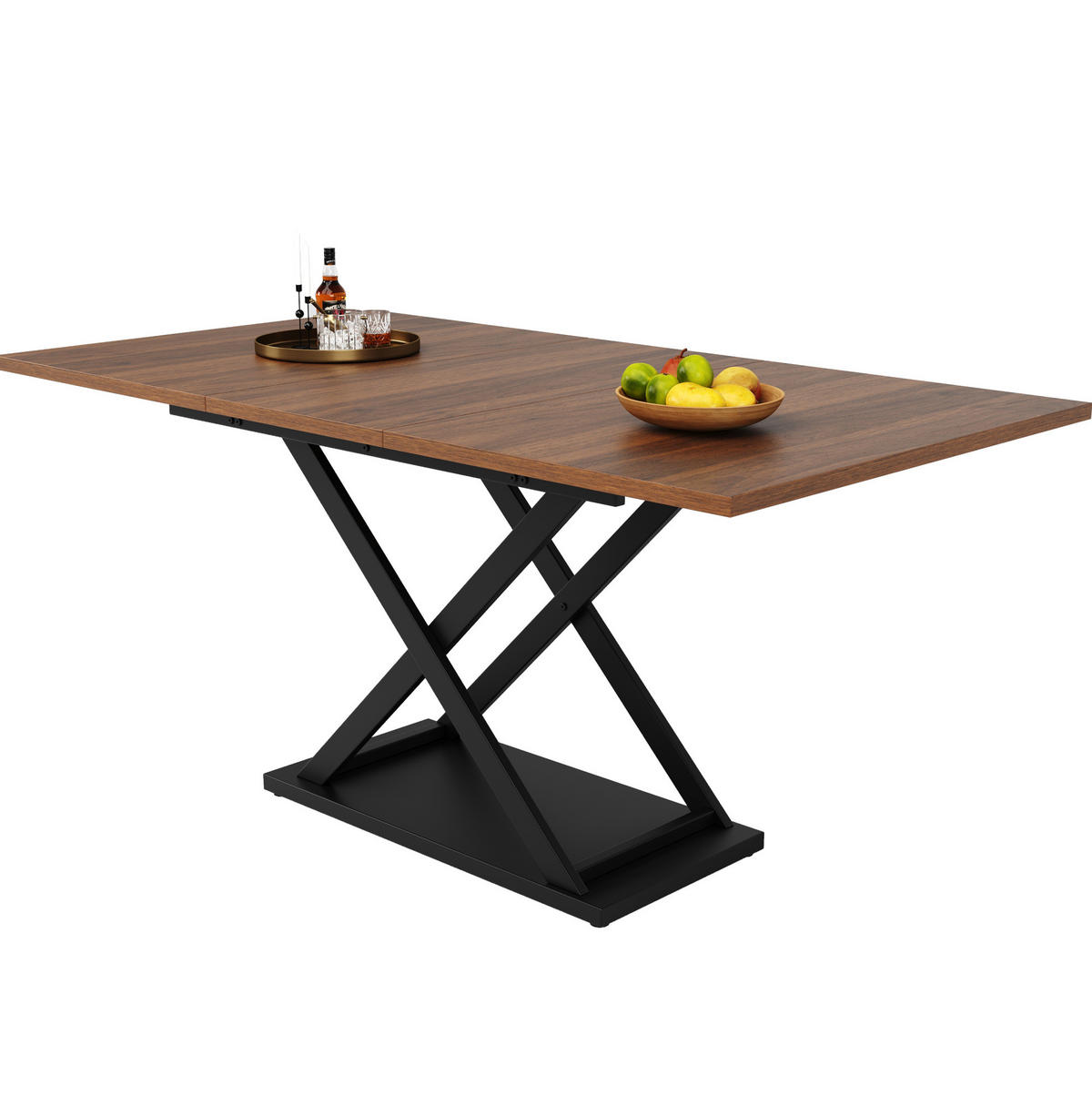 ESSTISCH Teleskoptisch 120/80cm mit Kreuzbeinen in Walnussfarbe - Walnussfarben, Holzwerkstoff (160/80/75cm) - OKWISH