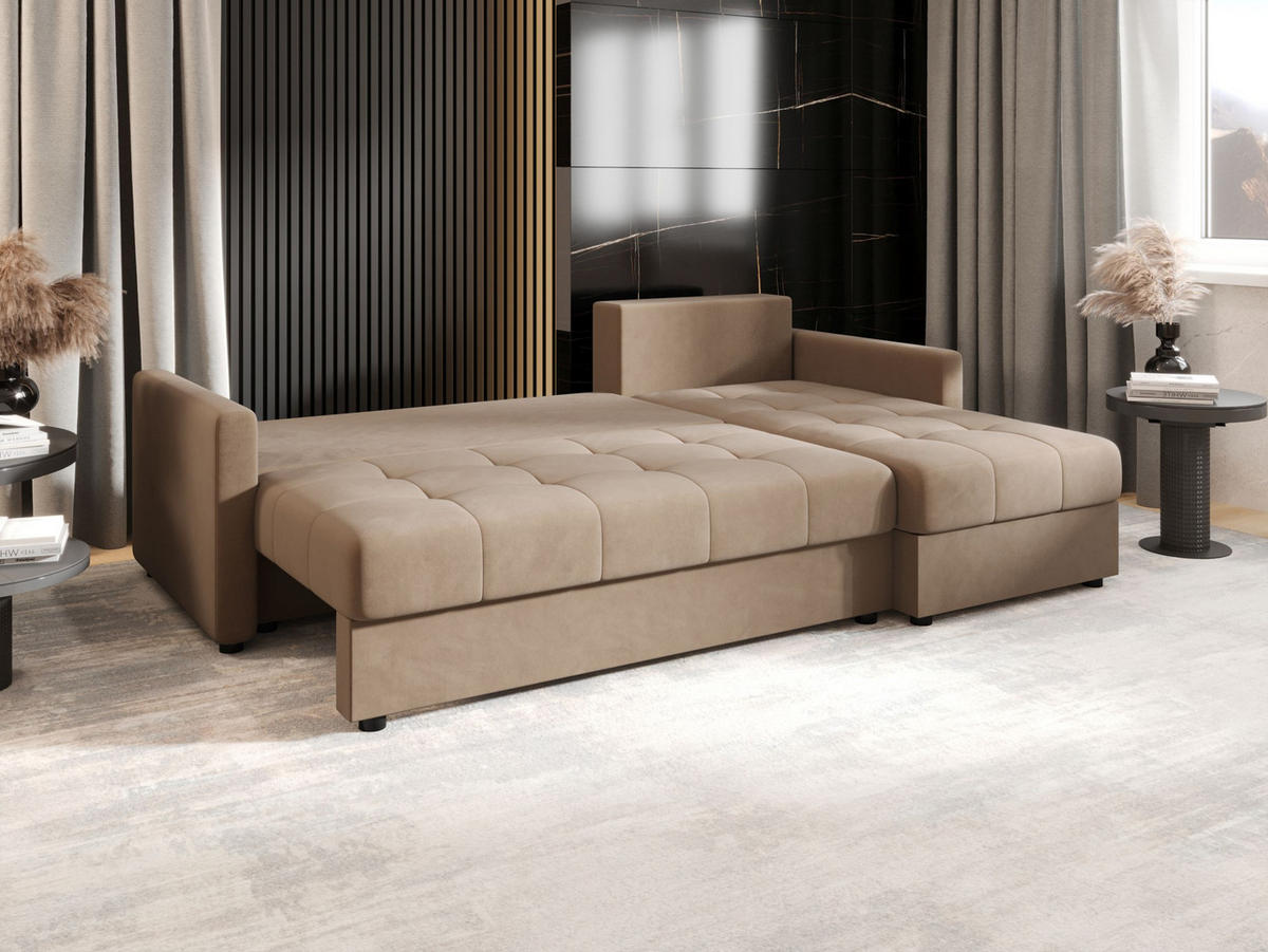 ECKSOFA MOS L BIS Itaka 48 Rechts mit Schlaffunktion - Braun, Textil (220/143cm) - Bedante
