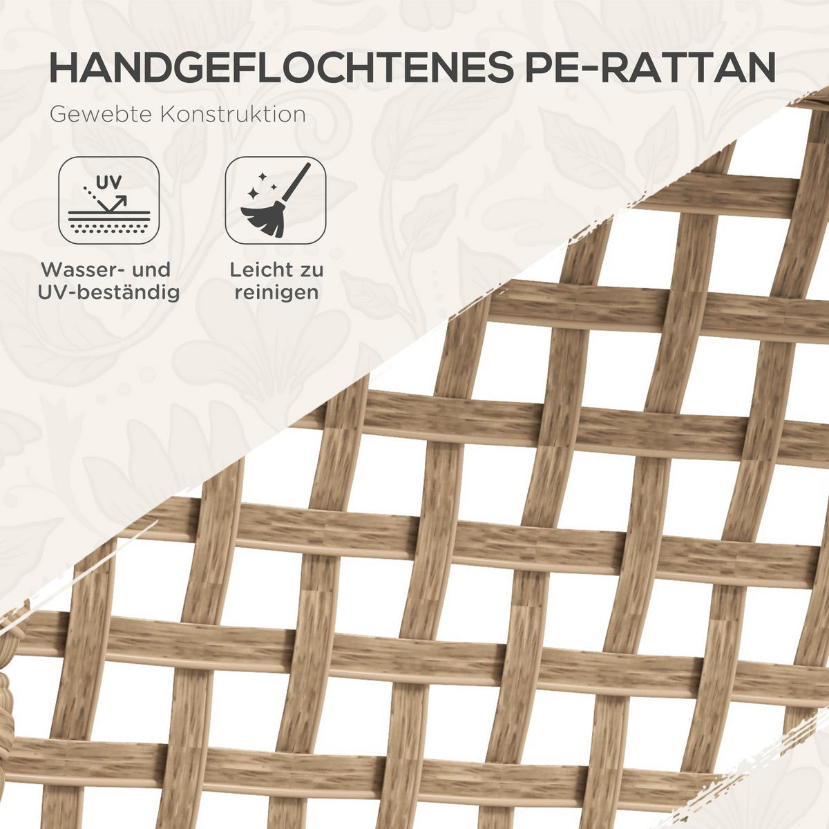 GARTENMÖBEL Set, PE-Rattan Natur+Schwarz - Schwarz/Naturfarben, Kunststoff - Outsunny