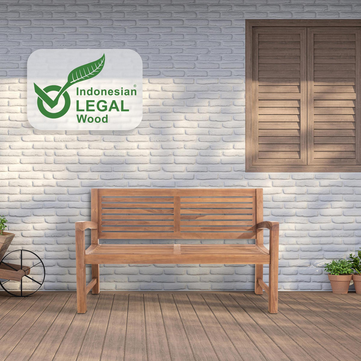 GARTENBANK 150/59 cm Holz teak - Teakfarben, Holz (150/92/59cm) - CLP
