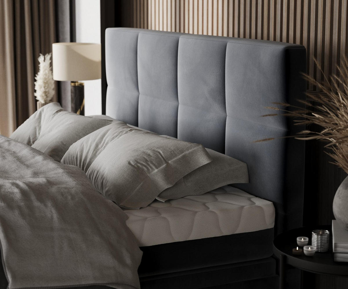 BOXBETT Tessa 160/200 cm Dunkelgrau im Kronos Stoff - Dunkelgrau/Schwarz, Holz/Holzwerkstoff (160/200cm) - AltaBeds