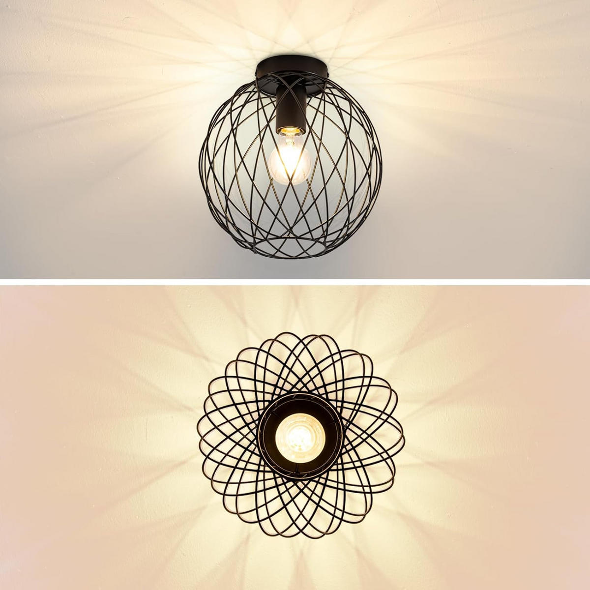 DECKENLEUCHTE Funkelh 20/19/20 cm - Schwarz, Metall (20/20/19cm) - ZMH