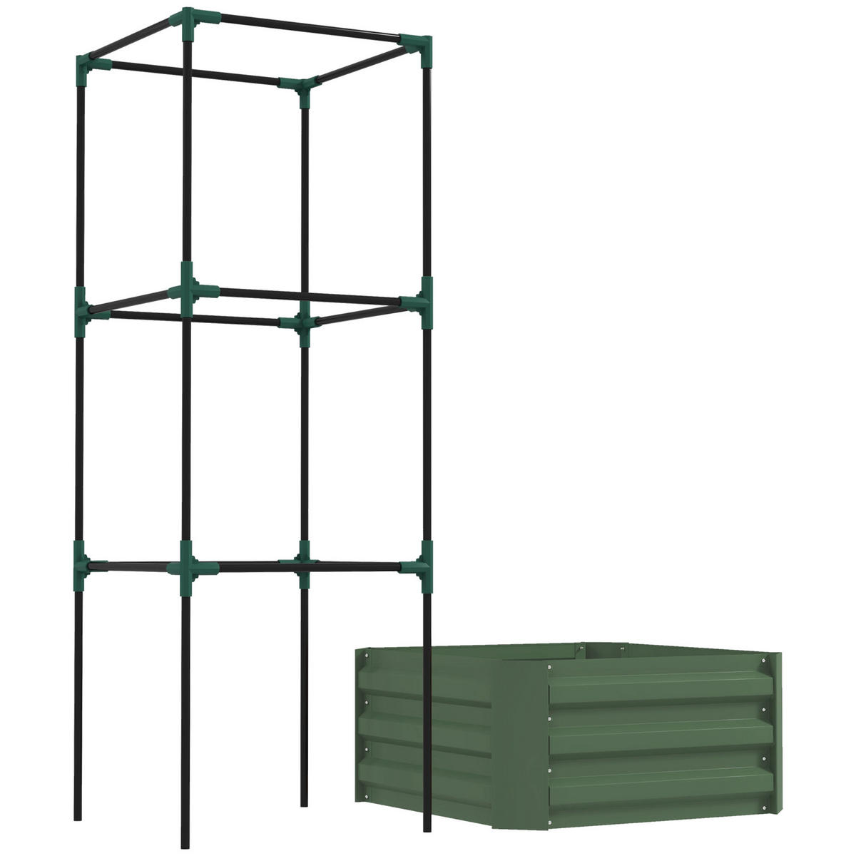 HOCHBEET, Grün - Grün, Metall (61/140/61cm) - Outsunny
