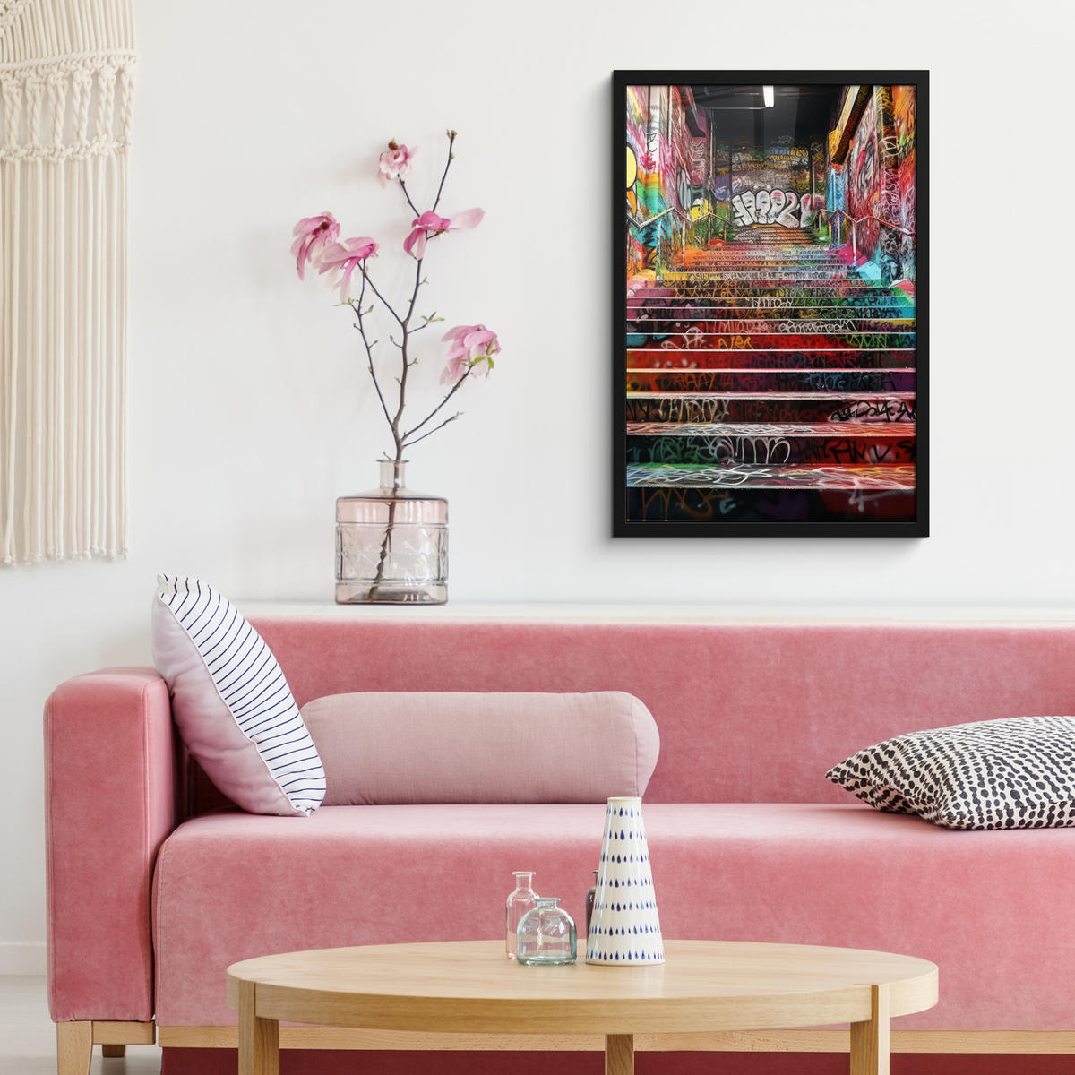 PLAKAT Z OKVIRJEM Stopnice 40x60 cm - večbarvno, papir (40/60cm) - MuchoWow