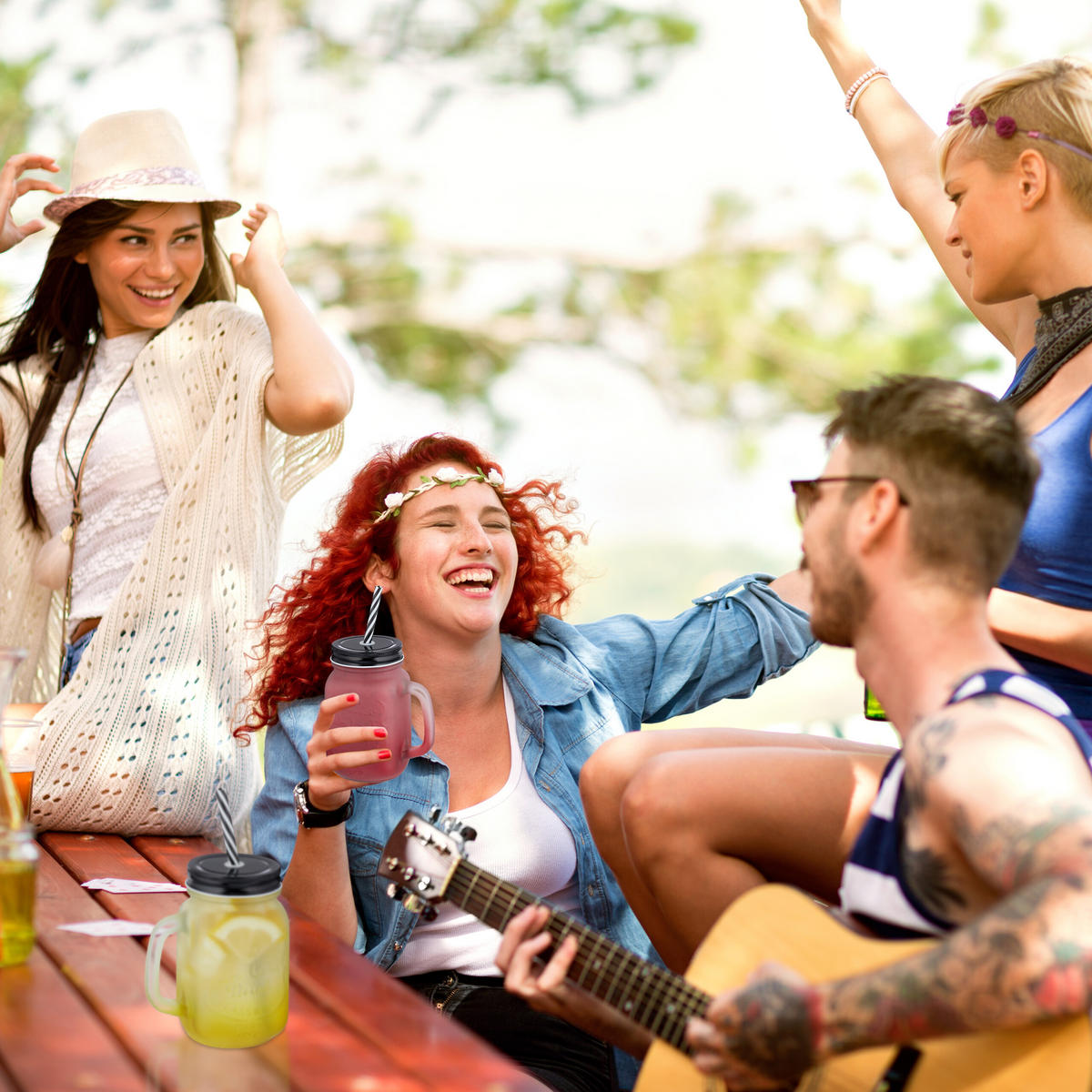 12xTRINKGLAS - Multicolor, Glas/Kunststoff (0.4L) - Relaxdays