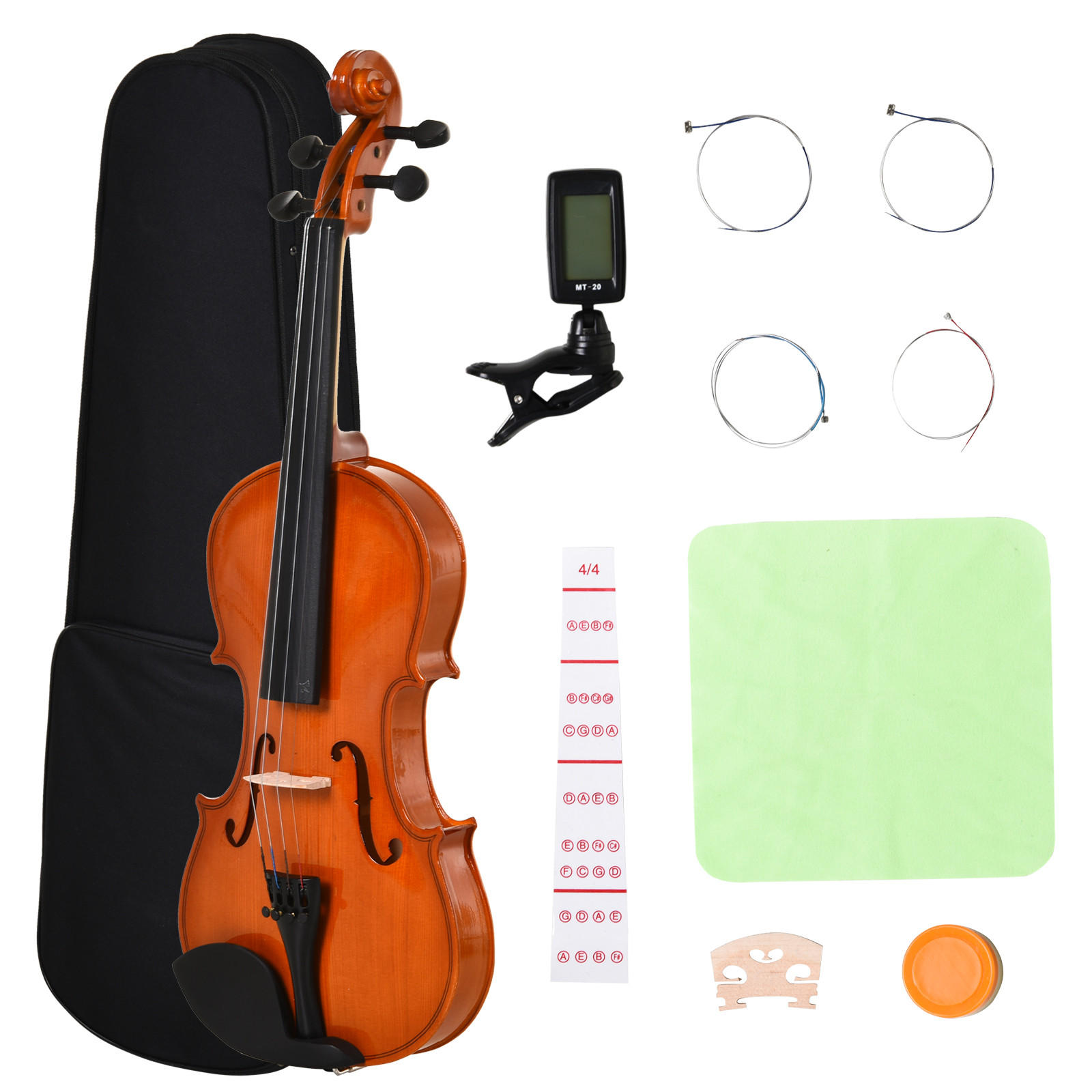 VIOLINE DE-18658 4/4 Vollgröße, Komplettset mit Zubehör - Braun, Holzwerkstoff (21/7/58cm) - ComfortXL