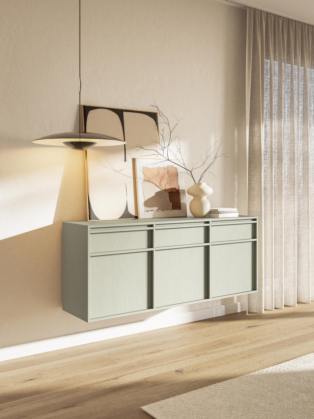 SIDEBOARD Evo Salbeigrün 154 cm - Salbeigrün, Holzwerkstoff (154/61.6/39cm) - Selsey