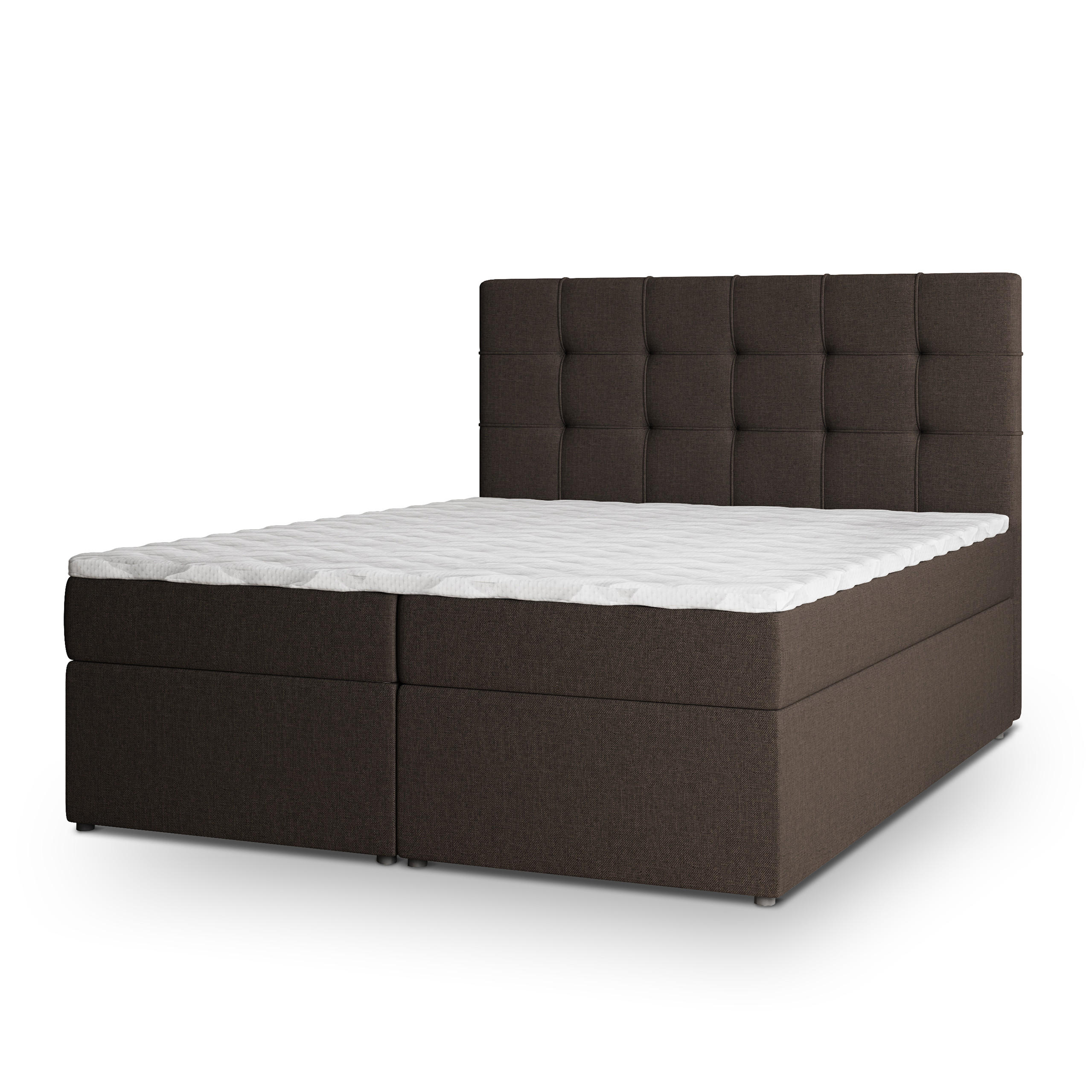 BOXBETT PALMA 180x200 cm mit Matratze und Topper - Braun - Braun, Holz (180/200cm) - MASSENO