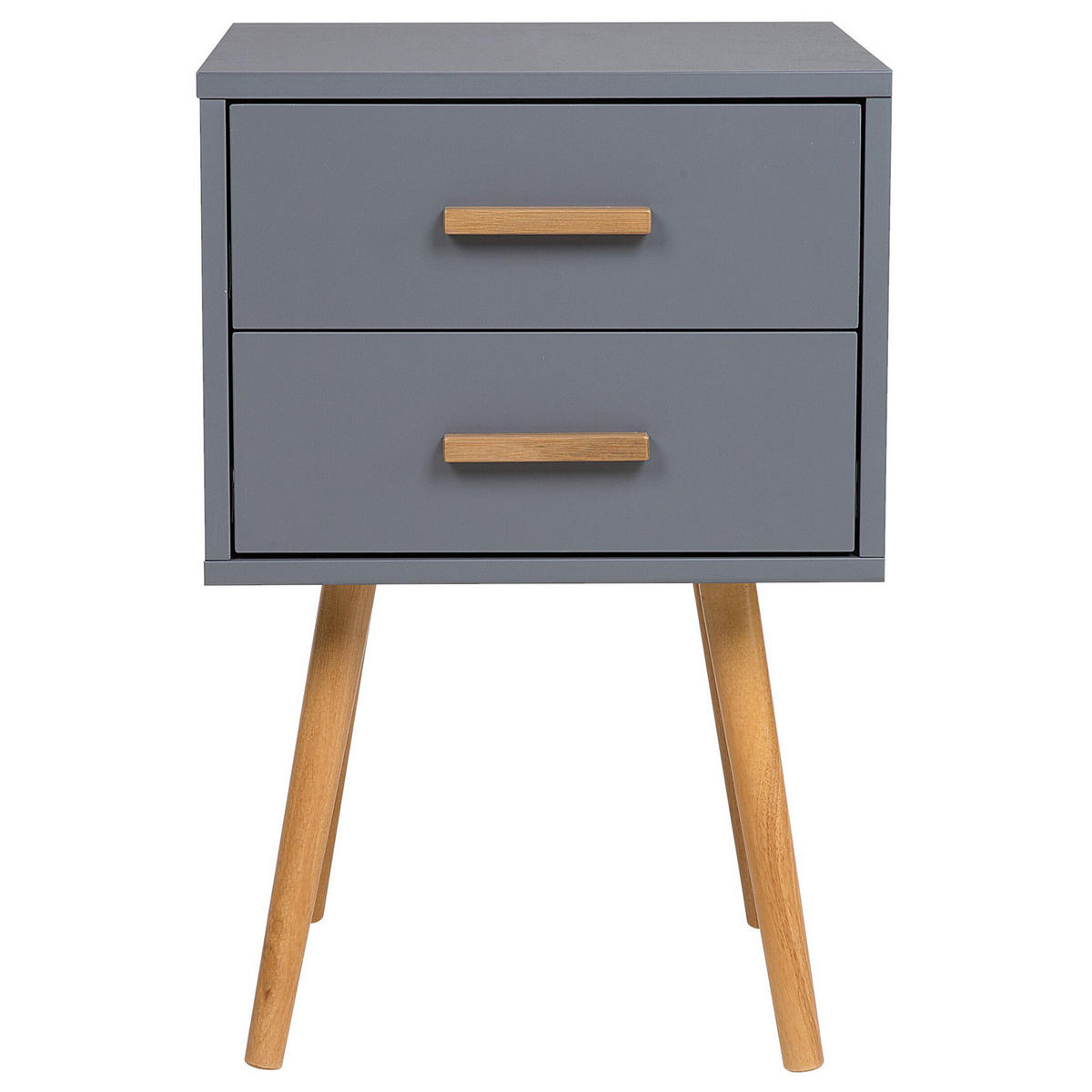 NACHTTISCH grau 2 Schubladen Alabama - Hellbraun/Grau, Holzwerkstoff (40/62/40cm) - Beliani