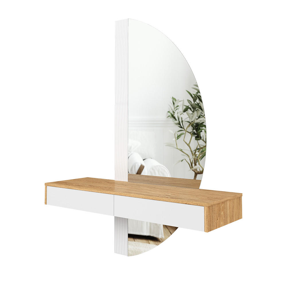 SCHMINKTISCH Melisa Weiß 120 cm mit LED Beleuchtung - Eichefarben/Weiß, Holzwerkstoff (120/161.1/40cm) - Vicco