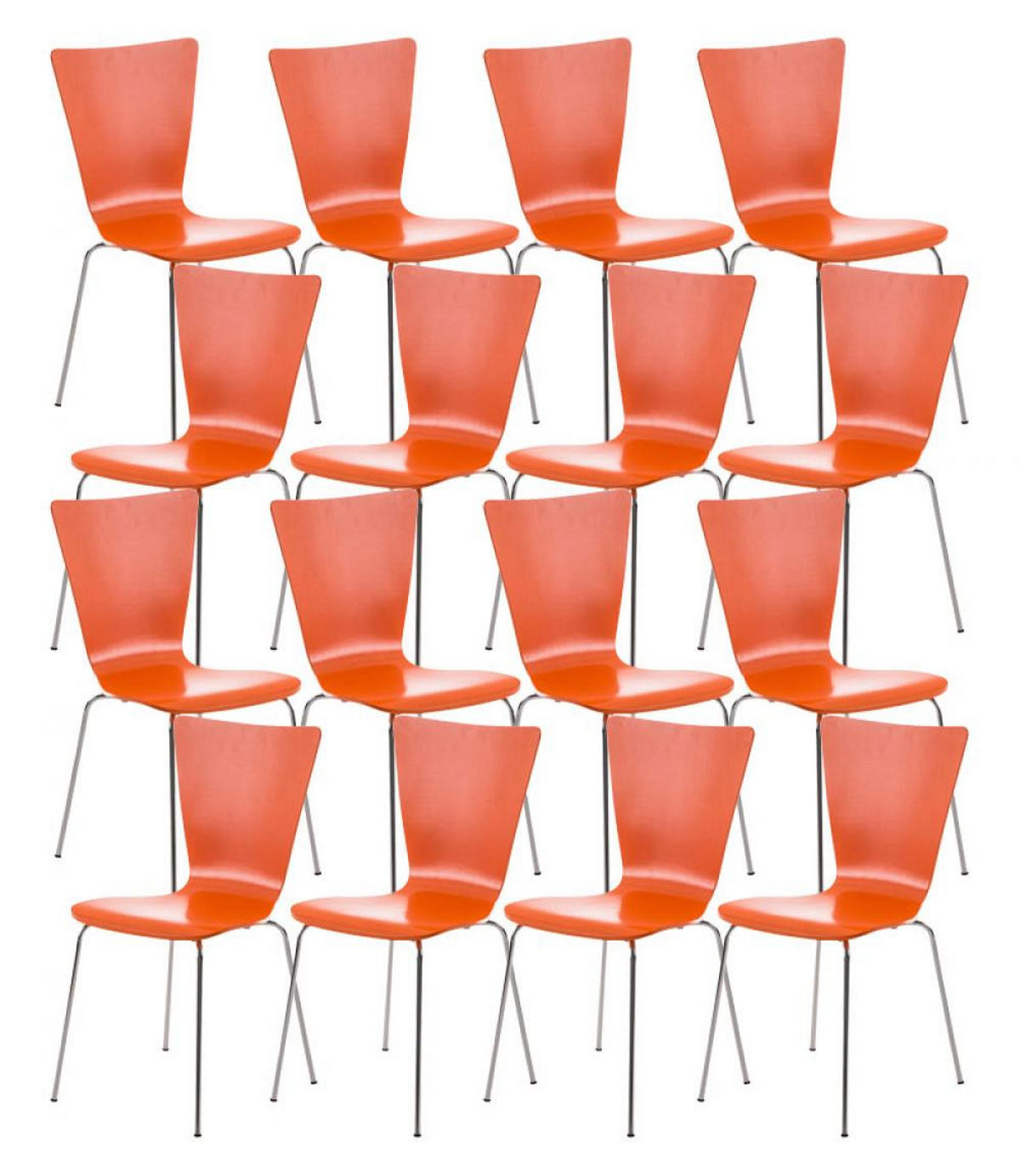 BESUCHERSTUHL 16er Set Holz orange - Orange, Holz/Metall (43/84/50cm) - CLP